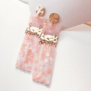 Pink Pearlescent Acetate Fringe Earrings